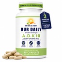 Nuestras Vitas diarias ADK 10 doble fuerza (10.000 iu) vitaminas A1, D3 &amp; K2 (como MK7) - Fisiciana bonificación &amp; sistema de inmune suplemento de soporte - Gluten libre, no GMO - 90 cápsulas vegetarianas