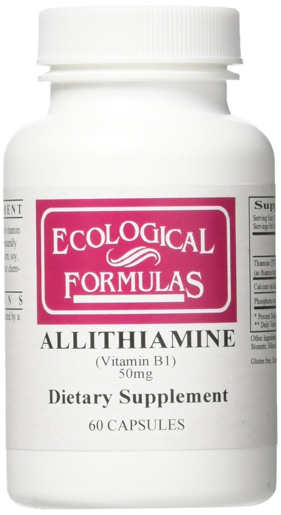 Fórmulas ecológicas Allithiamine Vitamina B1 50 Mg, Blanco, 60 Cuenta