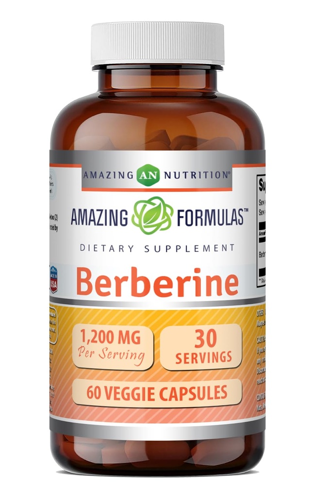 Fórmulas asombrosas Suplemento bereberina tención 1200 Mg por servir Silencio Veggie Capsules ← No-GMO TENIDO Gluten-Free TEN Made in USA (60 Conde, 1 Pack)