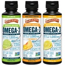 Barlean Omega 3 Fish Oil Liquid Supplement 3-Flavor Variety Pack para Hombres y Mujeres, EPA y DHA Fatty Acid, Incluye Key Lime Pie, Lemon Crème y Mango Peach Flavors, 8 oz