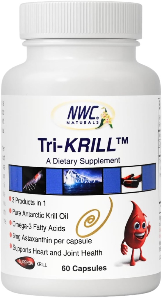 NWC Naturals Tri-Krill Oil Supplement for Hombres and Women, Supports Joint Health, Brain Function, and General Wellness with Astaxanthin
