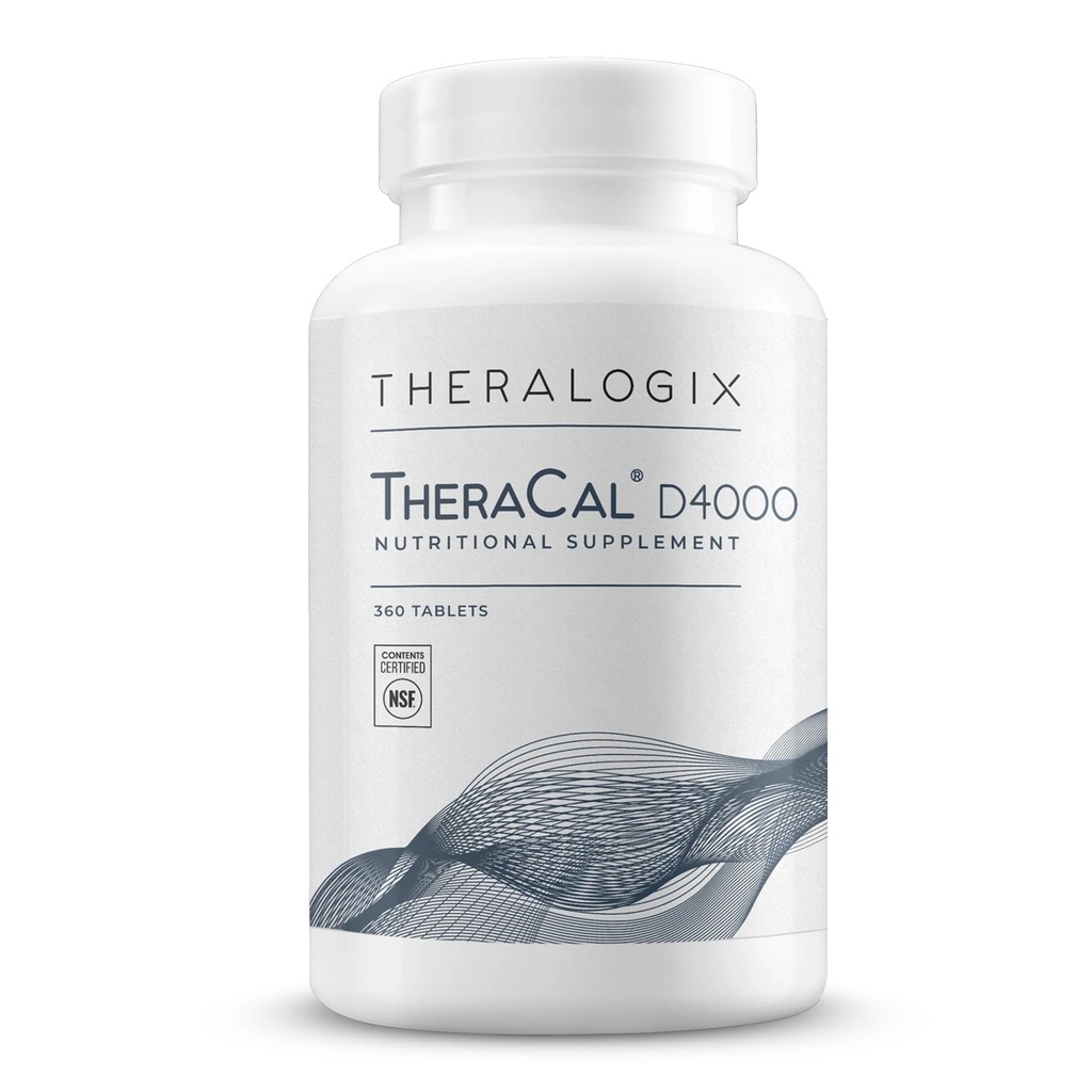 Theralogix TheraCal D4000 - Bone Health Support Supplement with Calcium, Magnesium, Vitamina D3, Vitamina K2 " Boron* - 90-Day Supply - NSF certificado - 360 Tablets