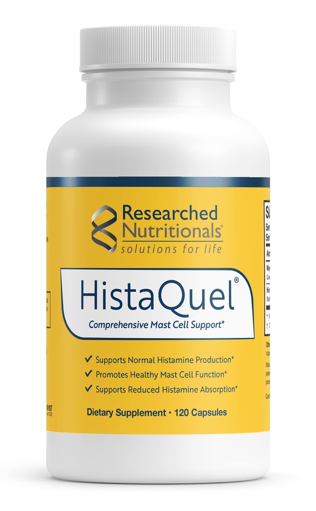 Investigación Nutricional HistaQuel - Doble Acción Histamina &amp; Mast Cell Support Fórmula - Fórmula Herbal de Investigación Clínica con Nettle Stinging & Black Cumin Seed Oil, 120 cápsulas