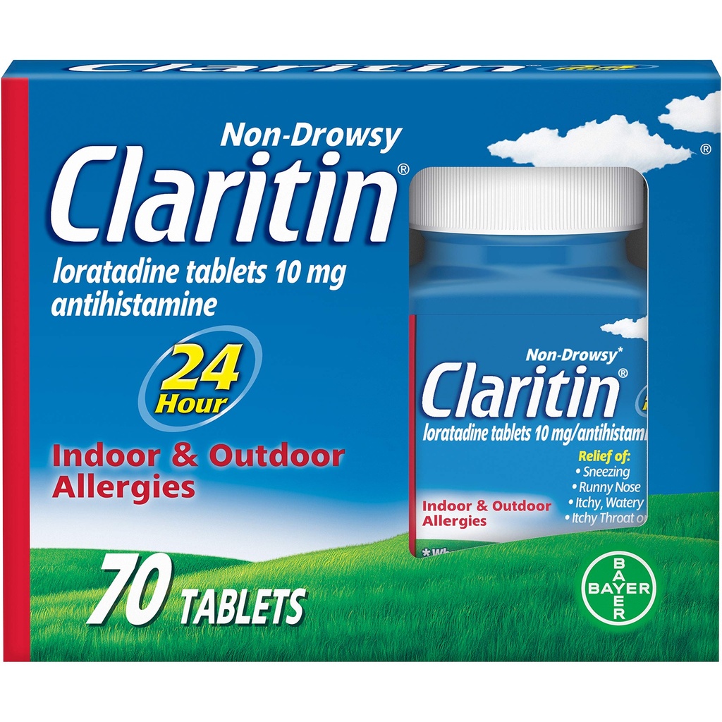 Claritina 24 horas Medicina de la alergia, Relieve de Alergia de la Fuerza de Prescripción No Domicilio, Tabletas de Antihistamina de Loratadina, 70 Condes