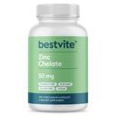 BESTVITE Zinc Chelate 50mg (240 cápsulas vegetarianas) - No Stearates - No Dicalcium Phosphate - Vegan - Non GMO - Gluten Free