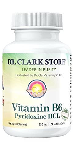 Dr. Clark Vitamina B6 Suplemento – 230mg, 21 Tapioca Capsules, apoya el metabolismo energético " Nervous System Health
