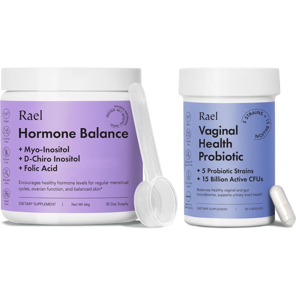 Suplemento de Rael para Mujer Bundle - Equilibrio de Hormonas, Fertilidad &amp; Ovarian Support (30 Day Supply) " Probióticos, Enzimas Digestivos, Salud de la Tracto Urinaria (30 Day Supply)