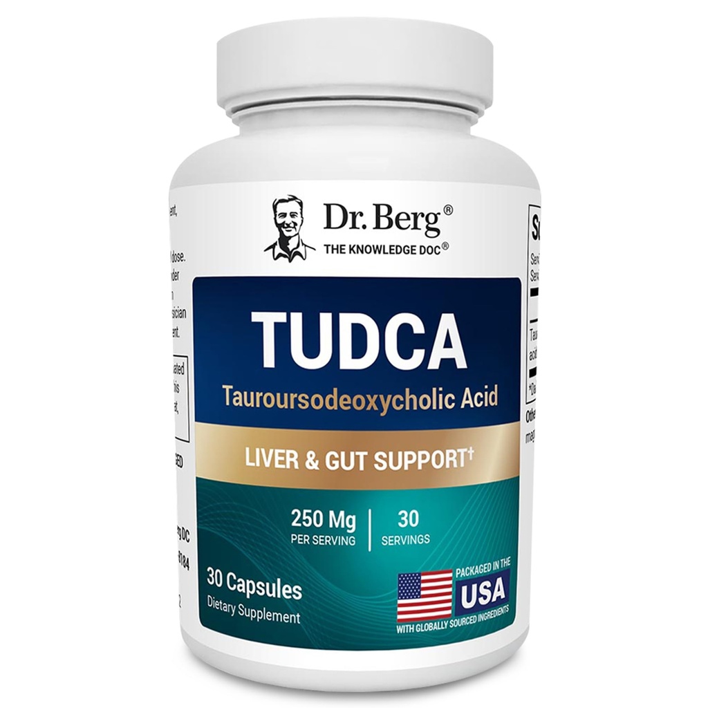 Dr. Berg TUDCA Supplement (Tauroursodeoxycholic Acid) - Fórmula poderosa para la salud del hígado, flujo de bilis, soporte para la vesícula y salud digestiva* - 30 cápsulas