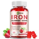 Suplemento de hierro Gummies, 65mg Hierro y 250mg Vitamina C para Mujer Hombre Niños, Natural Vegan Iron Gummy con Vitamina A, B-Complex, Biotina, Zinc &amp; Folate Energy Support &amp; Immune Health, 60 Gummies