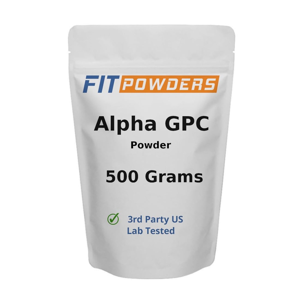 Powder alfa-GPC 500 gramos, no-GMO Alpha GPC suplemento Polvo de Choline, Vegan, Terceros testados, Pre-Workout, Memoria y Focus, con Scoop