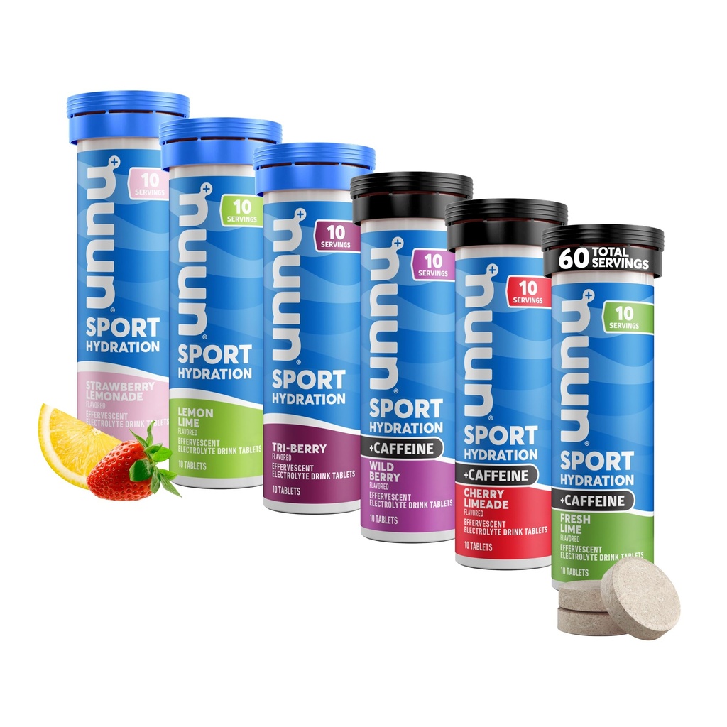 Nuun Sport + Caffeine Electrolyte Tablets – Dissolvable in Water, Variety Pack  5 Electrolytes esenciales para la hidratación ← 1g Sugar Drink Mix ← Vegan, Non-GMO Silencio 6 Pack (60 Total Servings)