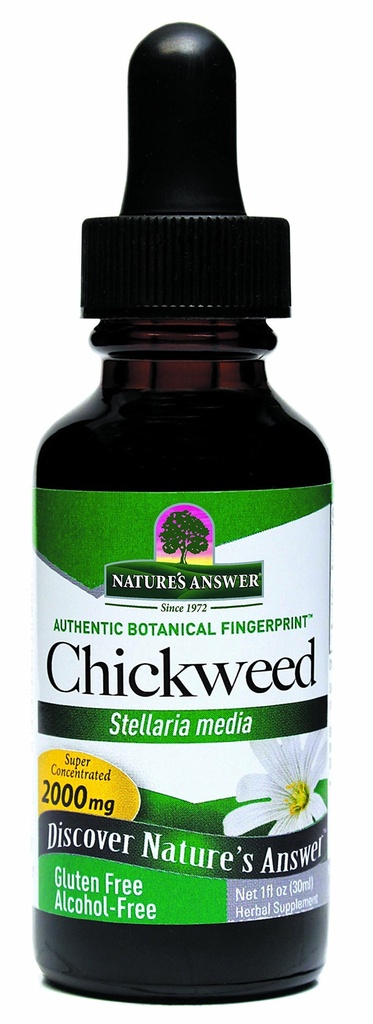 Respuesta de la Naturaleza Chickweed Chickweed Stelleria Media 2000mg 1oz Extracto ← Herbal Supplement ← Promueve la Digestión Silenciosa No GMO, Kosher, Gluten Free, Vegan tención Single Count