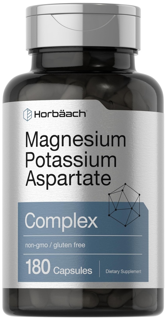 Horbäach Magnesium Potassium Complejo Aspartado Silencio 180 Capsules ← Fórmula Libre No Gluten