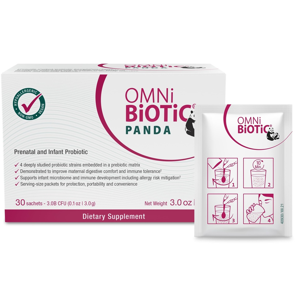 OMNi BiOTiC Panda - Probiótico para mamá y bebé - Prenatal e infantil Probiótico – Gut Health &amp; Immune System Support – Vegan and Hypoallergenic - Non-GMO (1 Pack)