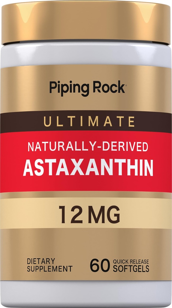 Piping Rock Astaxanthin 12mg  60 Softgel Capsules ← Extract Supplement TEN Gluten Free, Non-GMO