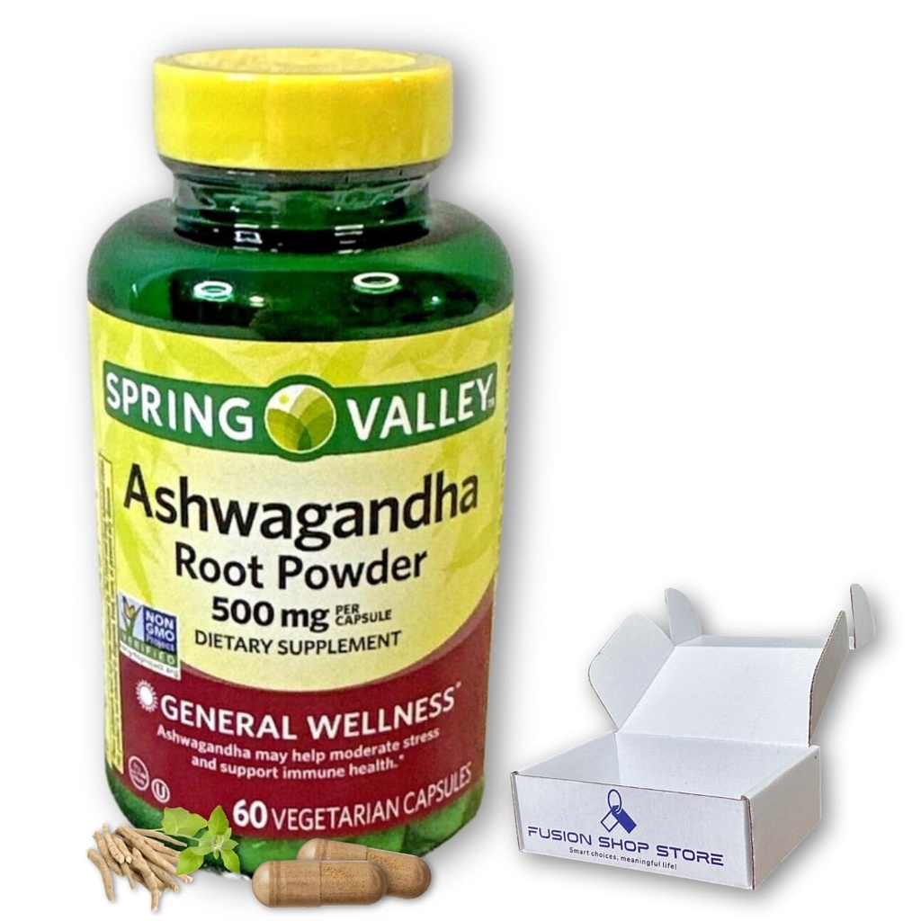Ashwagandha- 500mg Polvo de raíces, 60 cápsulas (Pack of 1)