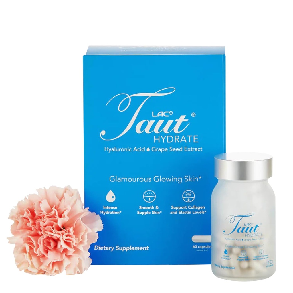 Tat Hydrate Hyaluronic Acid Supplement – 120mg Vegan Capsules with Grape Seed Extract - Deep Skin Hydration, Smooth Wrinkles &amp; Glow Support - Collagen &amp; Anti-Aging Supplement for Women &amp; Hombre - 60 Caps