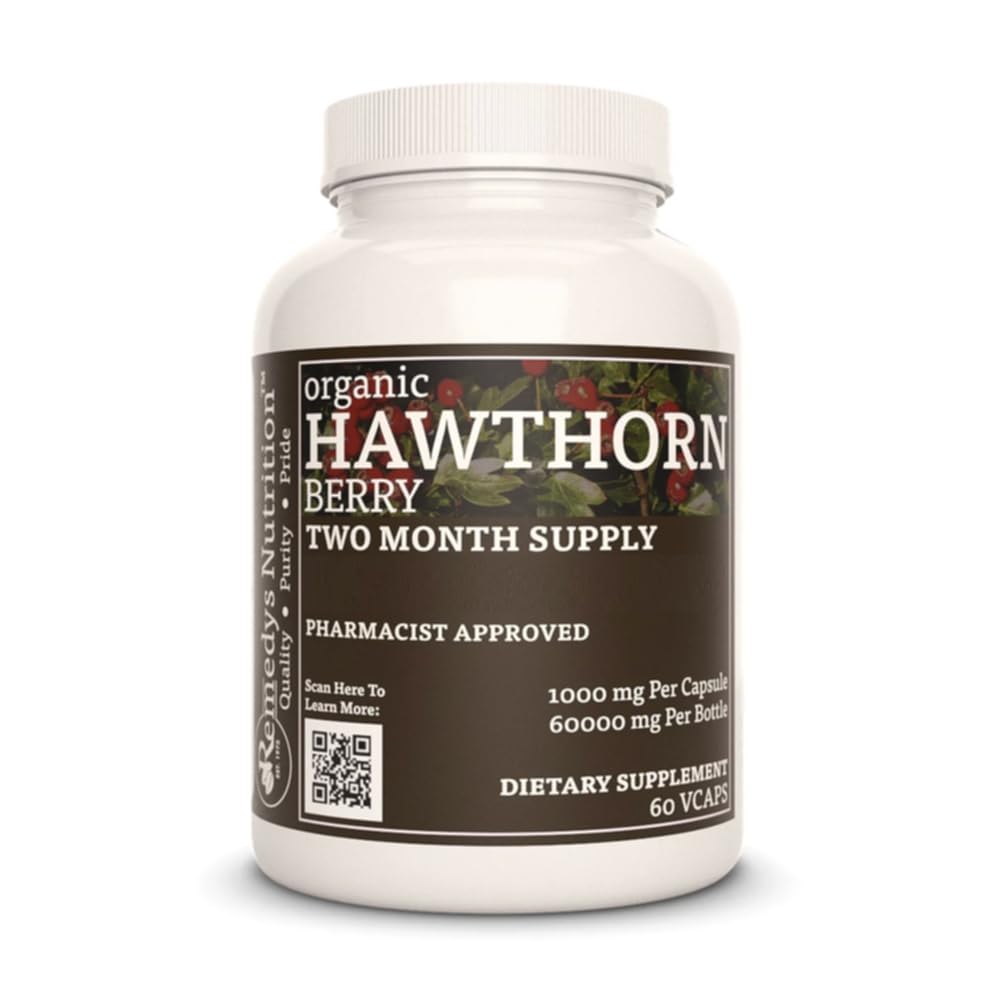 Nutrición de Remedy Hawthorn Berry Ø 1000 mg, 60 cápsulas veganas suplemento dietético de hierbas