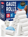 Gauze Rolls - 24 Pack - 4" x 4.1yd Breathable Rolled Gauze - Atrapa individualmente con bonificación - First Aid Conforming Stretch Wrap for Wounds - Mummy Wrap