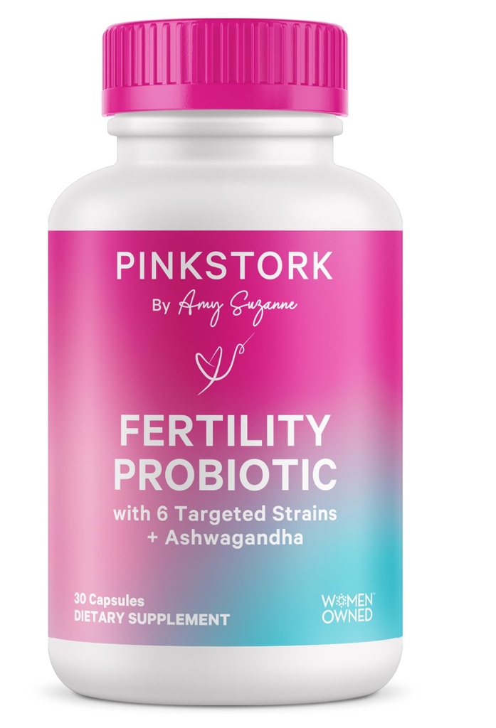 Pink Stork Fertility Support Probióticos para Mujeres con Ashwagandha para Salud Vaginal, Concepción, equilibrio de pH, equilibrio hormonal, y Gut Flora, Suplementos de Fertilidad para Mujeres, 30 cápsulas