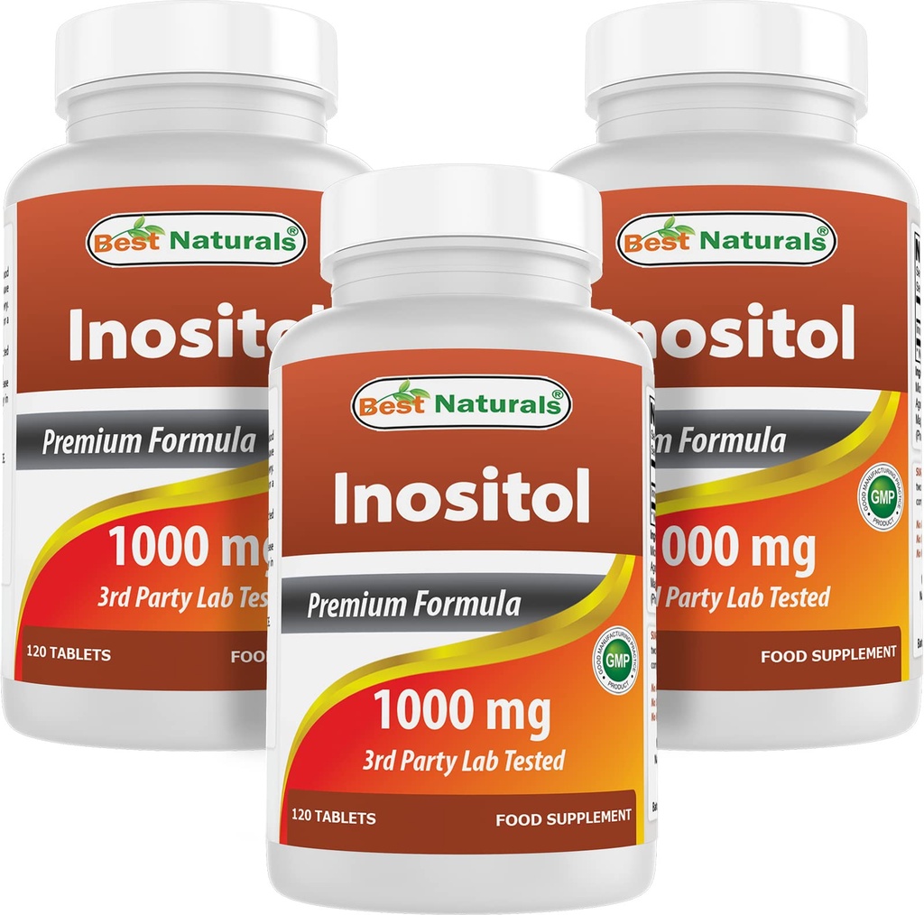 Mejores Naturales Inositol 1000 mg 120 Tabletas (120 Cuenta (Pack of 1)) (120 Cuenta (Packf de 3))