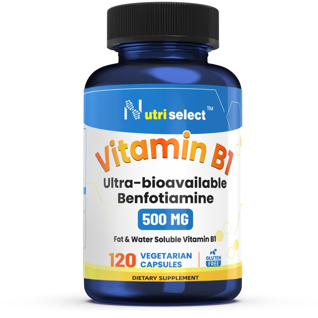 120 cápsulas que contienen 500 mg de vitamina B1, no GMO, Vegan, Gluten Free, Benfotiamine