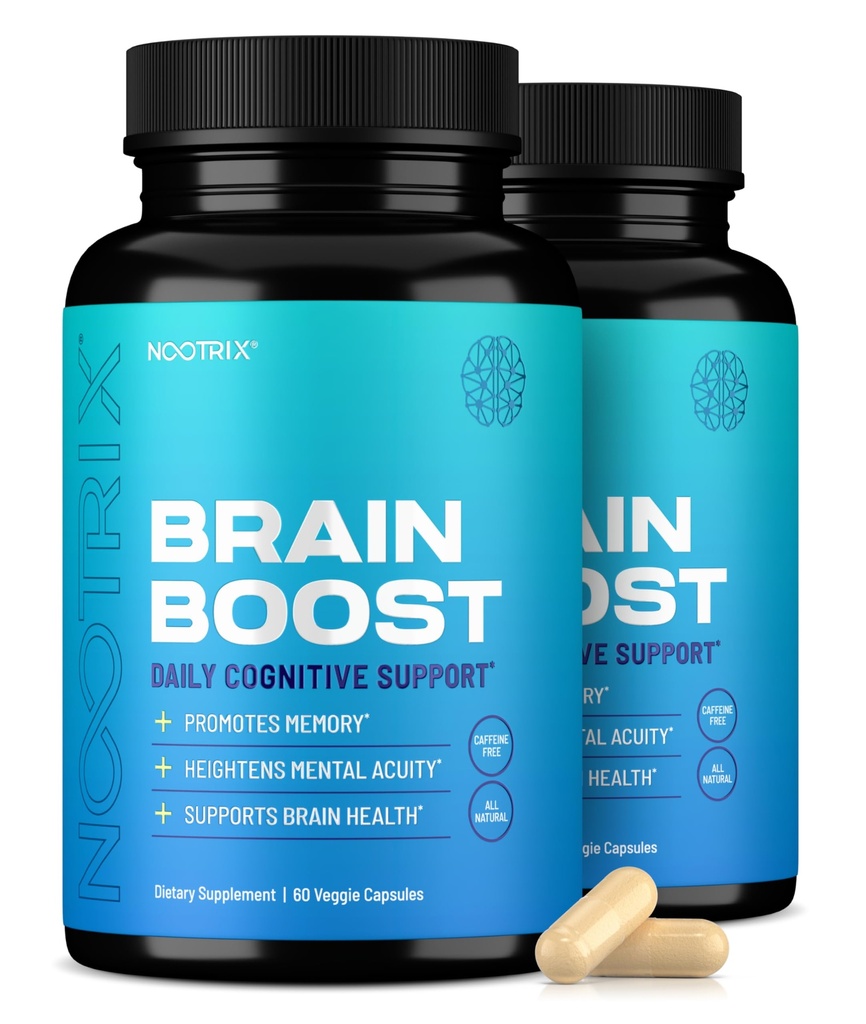 Nootrix Brain Boost Suplemento Nootropic ← Apoya la memoria, el enfoque mental, la salud cognitiva " Energy " Promueve la función sana del humor y el cerebro ANTE Ginkgo Biloba " DMAE Ø 120 cápsulas