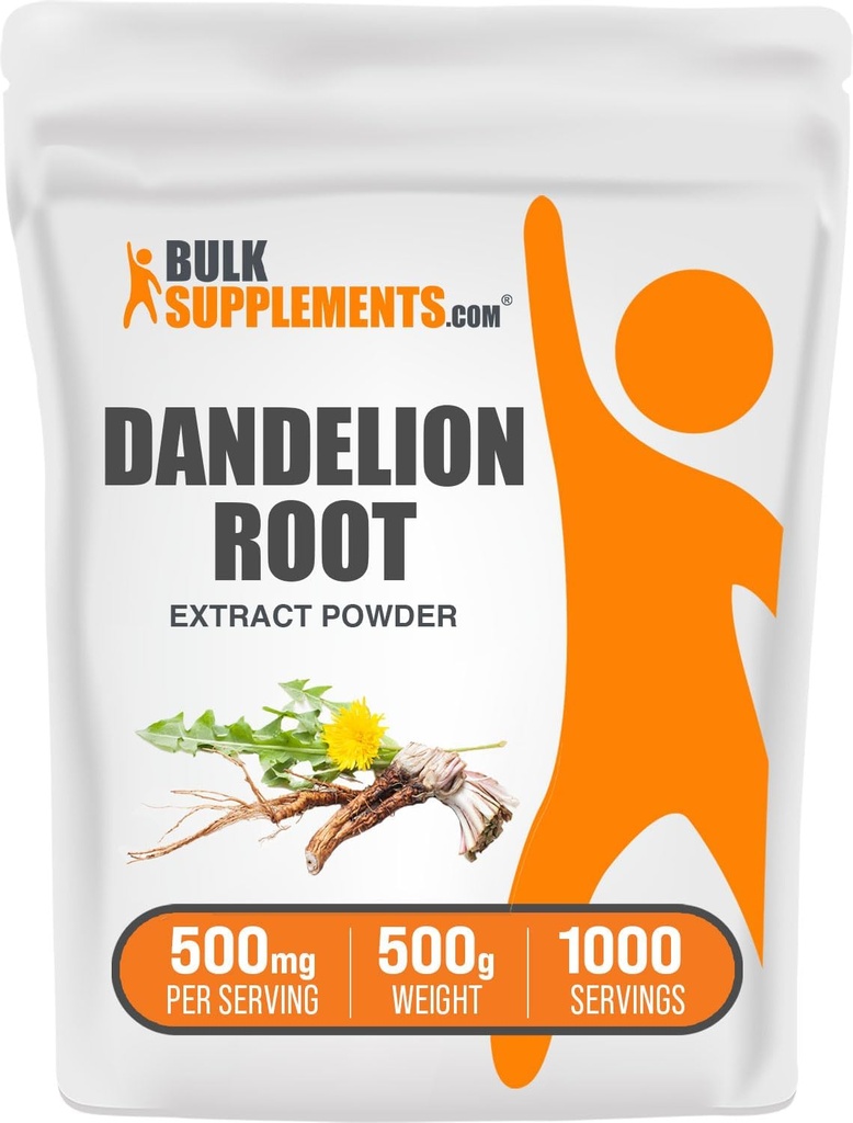 BulkSupplements.com Dandelion Root Extract Powder - Dandelion Root Supplement, Herbal Supplement - Vegan & Gluten Free, 500mg por Serving, 500g (1.1 lbs) (Pack of 1)
