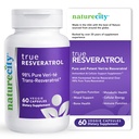 NatureCity TrueResveratrol – Resveratrol Supplement " Anti-Aging Support with 75mg Trans-Resveratrol (98% Pure Veri-te) for Heart, Immune, Bone " Cognitive Health tención 60 Veggie Capsules