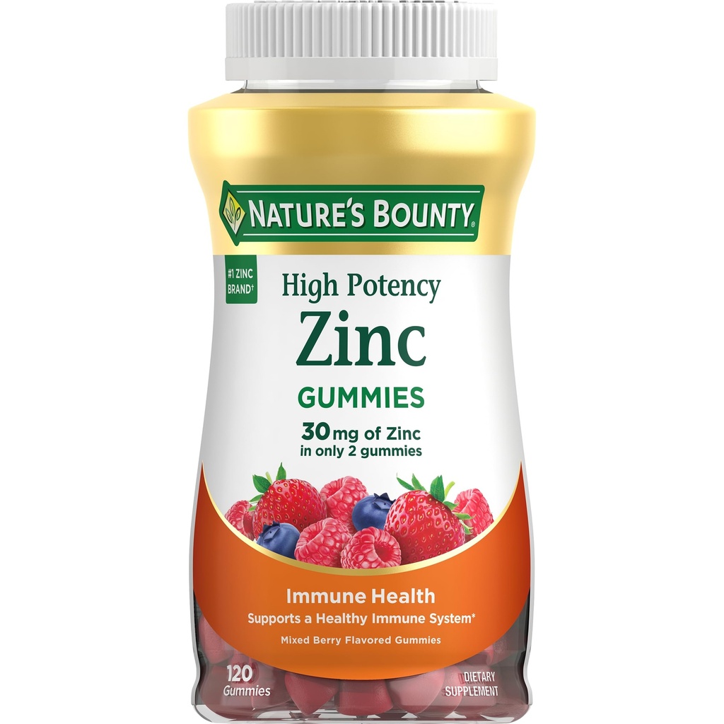 Bounty Zinc Gummies, Immune Support Gummies, Supports Skin & Antioxidant Health, Mixed Berry, 30mg, 120 Count