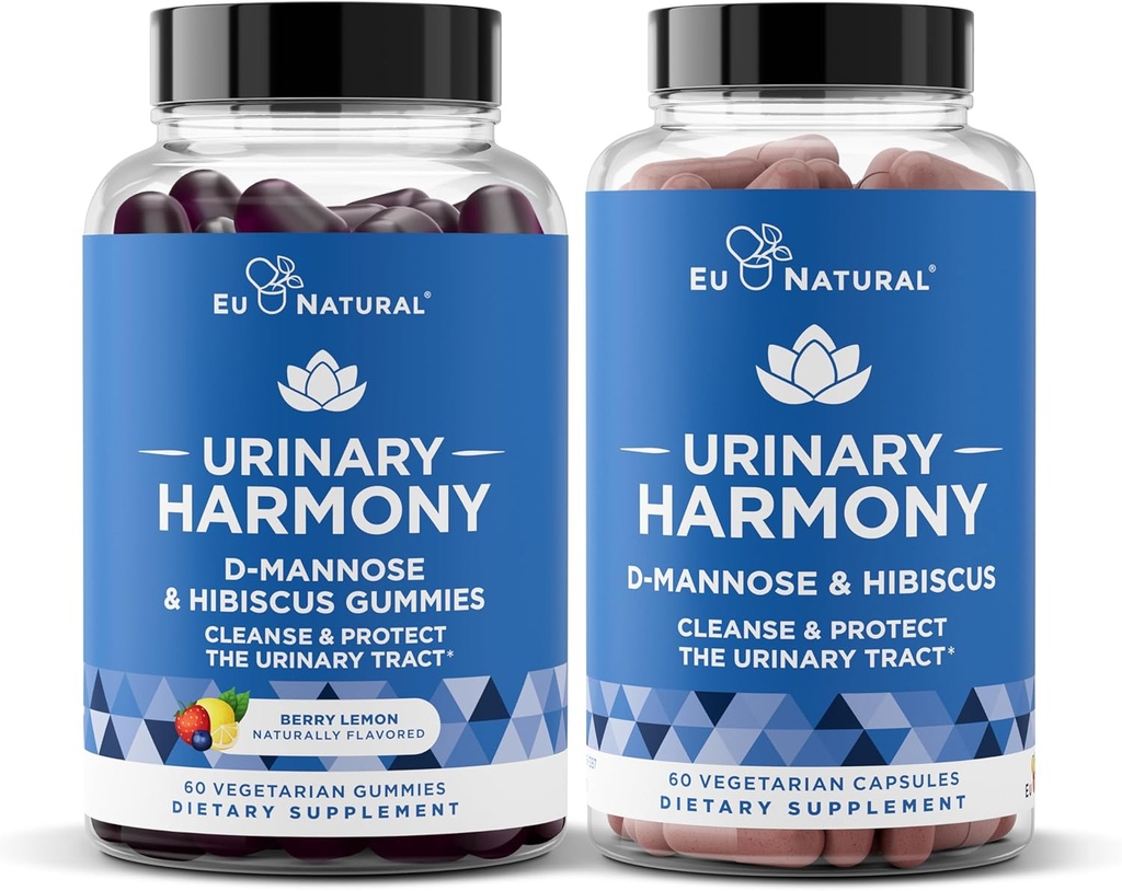 Urinary Harmony Capsules and Gummies Bundle - Urinary Tract Health for Women – D-Mannose & Hibiscus Cleanse, Flush & Protect The Urinary System
