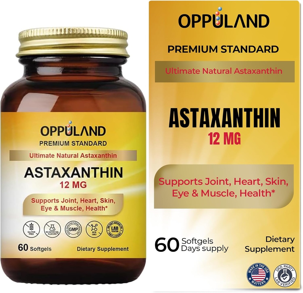 Astaxanthin 12mg ← 60 Softgels ← Apoya la salud conjunta, corazón, piel y músculo