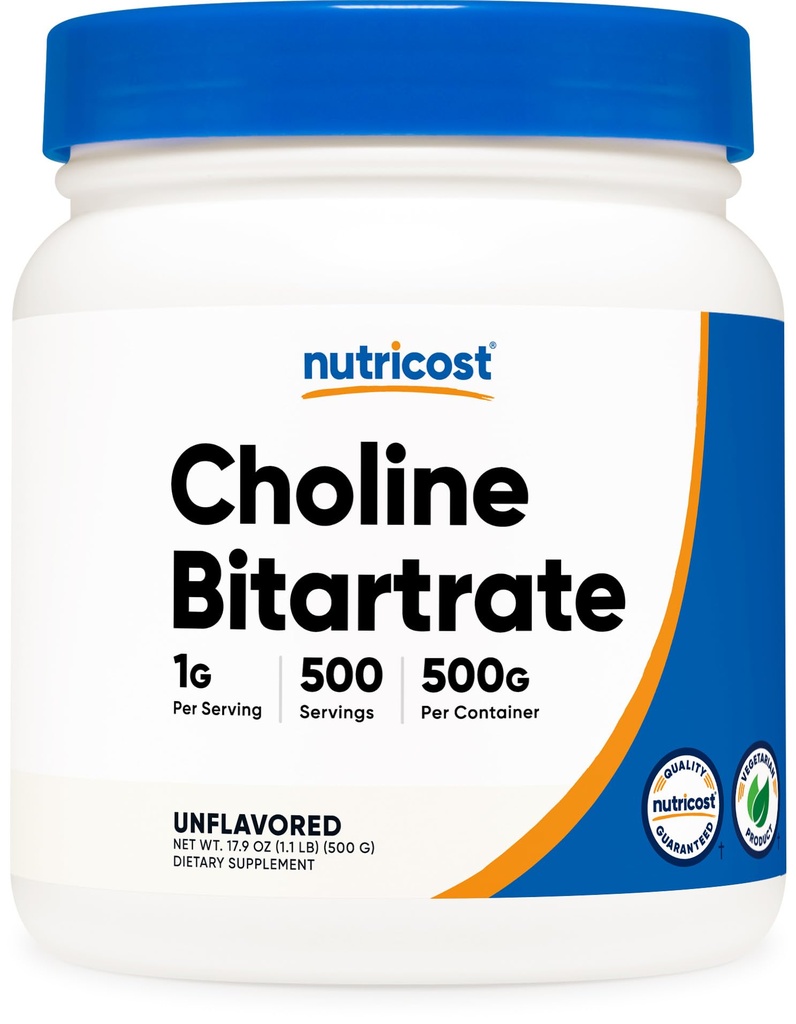 Nutricost Pure Choline Bitartrate Powder 500 gramos