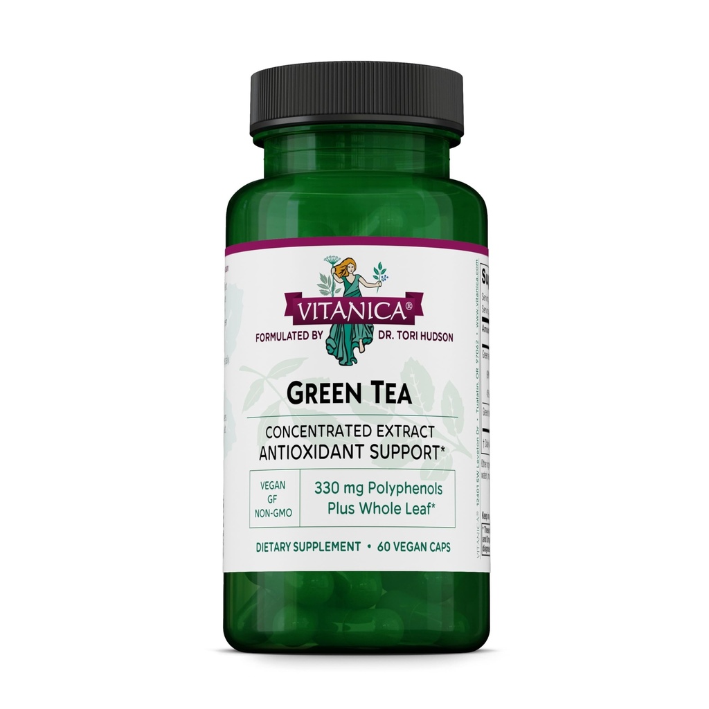 Vitanica Green Tea Extract Suplemento 330mg, 45% EGCG, 98% Polyphenols y 80% Catechins, Energy Antioxidant y Immune Support, Vegan, 60 cápsulas