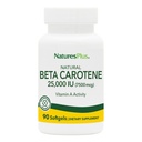 Natures Plus Natural Beta Caroteno - 25.000 iu Vitamina A &amp; Vitamina E, 90 Softgels - Suplemento Ojo, Antioxidante, Ayudas en Defensa Radical Gratuita y Celular - Sin gluten - 90 Servimientos