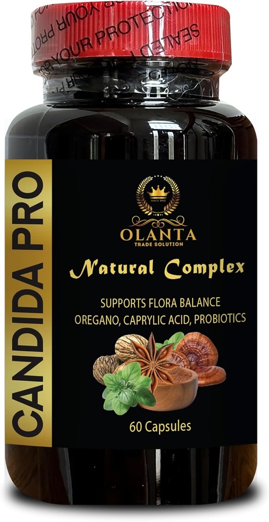Complejo Candida PRO - Vitamina para Salud Gut y Candida, Hojas orgánicas de madera dulce, Limpieza natural de Candida - 1 Botella 60 cápsulas