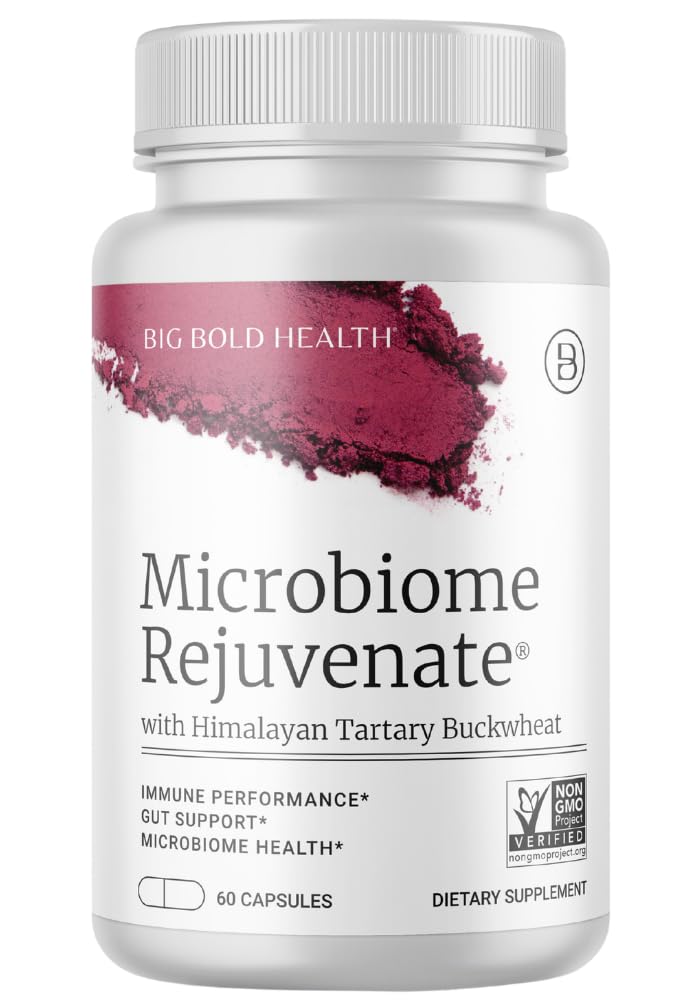 BIG BOLD HEALTH Microbiome Rejuvenate Prebiotic + Probiotic Supplement for Gut Health & Immune System Support - with Immune-Active Himalayan Buckwheat - Gluten-Free (60 Vegetarian Capsules)