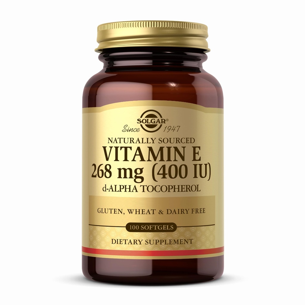 Solgar Vitamina E 268 mg (400 UI) - 100 Softgels - Vitamina E naturalmente alimentada como d-Alpha Tocopherol - Gluten Free, Dairy Free - 100 Servings