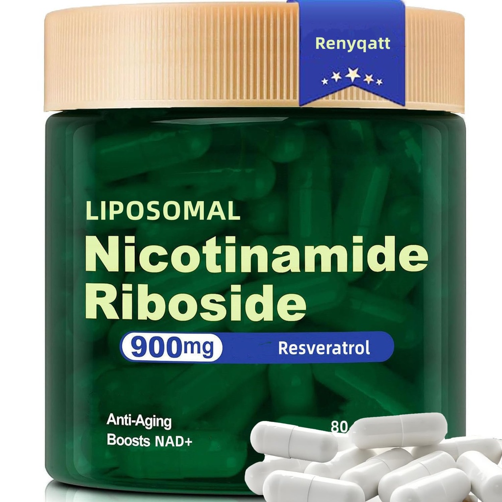 Renyqatt NAD+ Suplemento - Liposomal Nicotinamide Riboside - Suplemento para Anti-Aging, Energy, Focus - 80 Capsules(1B)