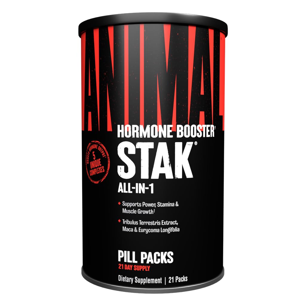 Animal Stak – Suplemento completo de Booster hormonal natural con Tribulus – Booster natural de testosterona para atletas – Contiene bloqueadores de estrógeno – 1 ciclo del mes