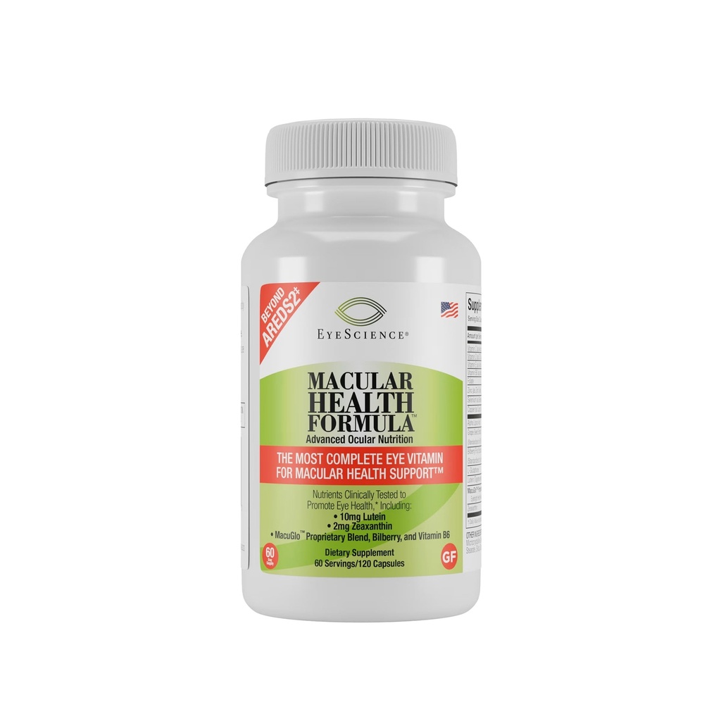 EyeScience Macular Health Beyond AREDS2 Formula, Advanced Ocular Vitamina - Contiene Lutein, Zeaxanthin, Bilberry y Vitaminas C, D, E y B6 (60 Day Supply)