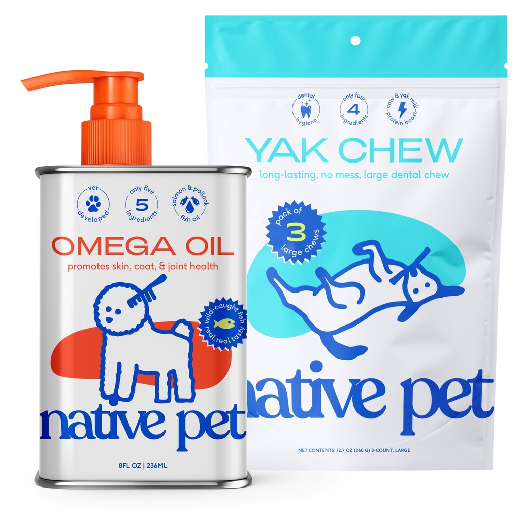 Aceite de omega de mascotas nativas para perros - Suplementos de aceite de pescado de perro &amp; Aceite de Yak para perros ← Pasture-Raised and Organic Yak Cheese Himalayan Churpi Chews