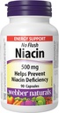 Webber Naturales No Flush Niacin Vitamina B3 Cápsula, 500mg 90 Cuenta