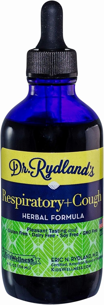 Suplemento Herbal del Dr. Rydland TENIDO Creado por KidsWellness TENIDO Seguro y Eficaz para los bebés a los adultos TENIDO Respiratorio " TEN ANTERITO Alivia los síntomas de tos crónica, frío y gripe TENIDO 4 UTENCIA