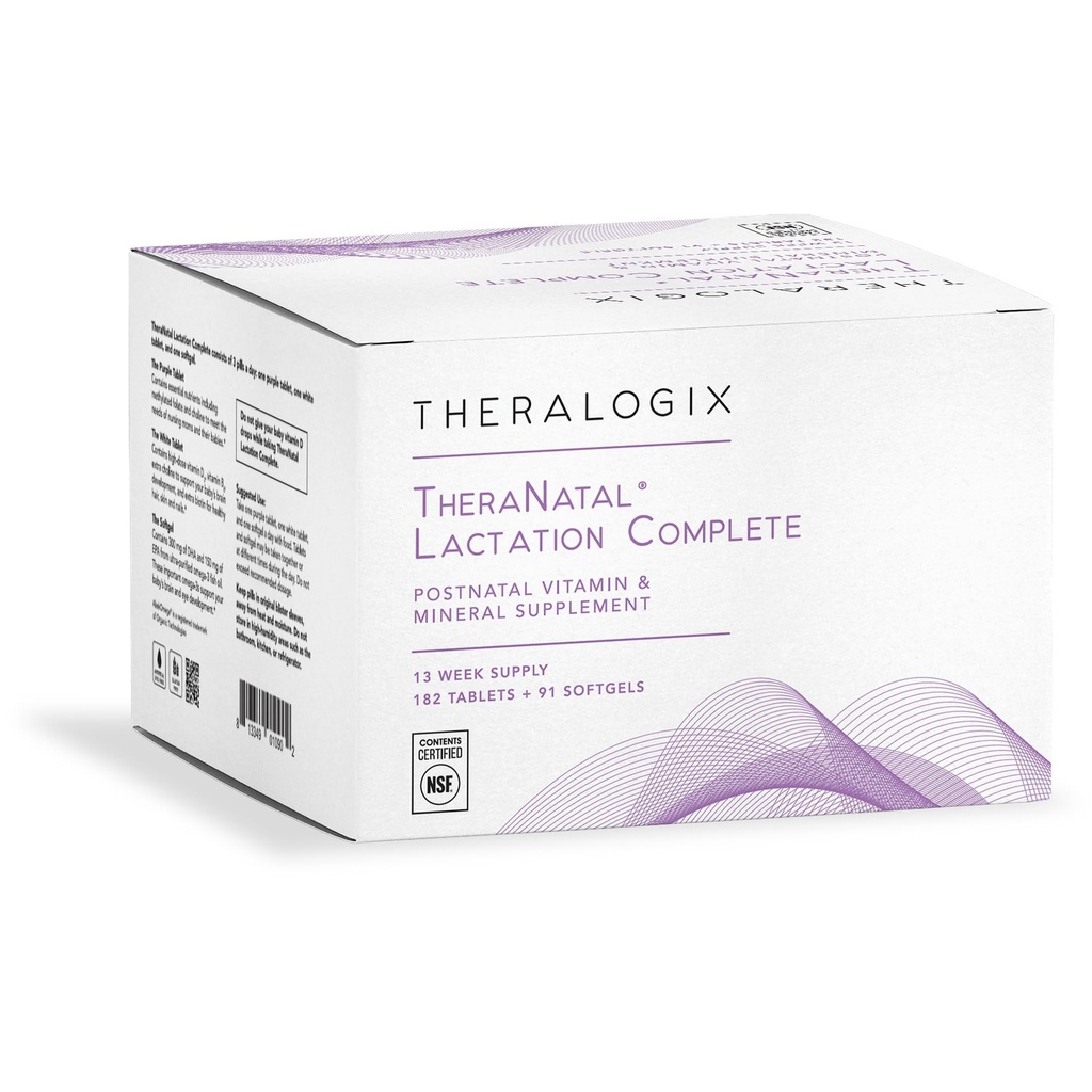 Theralogix TheraNatal Lactation Complete Postnatal Vitamin Supplement - 13-Week Supply - Breastfeeding Supplement for Women - NSF Certified - 182 Tablets &amp; 91 Softgels