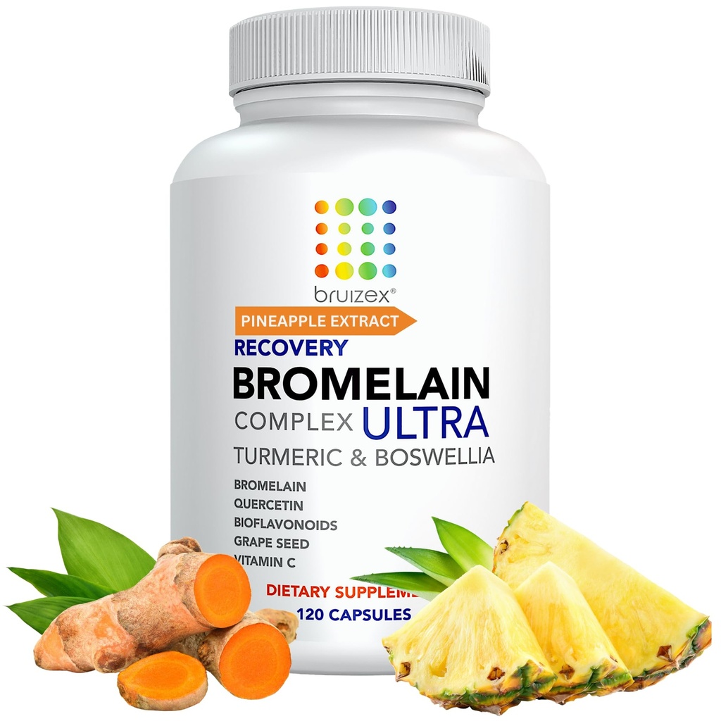 Bruizex Ultra Bromelain y Quercetin Bruising Relief Supplement, 120 Capsules ¦ Bruised Skin, Trauma Recovery and Swelling Surgery Suplementos TEN Contiene Bromelain, Quercetin, Turmeric y Boswellia
