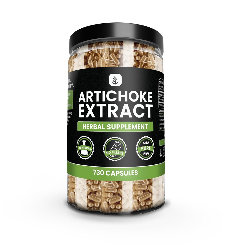 PURE Original INGREDIENTES Extracto de Artichoke (730 capsules) No hay magnesio o rifles de arroz, siempre puro, Verificado