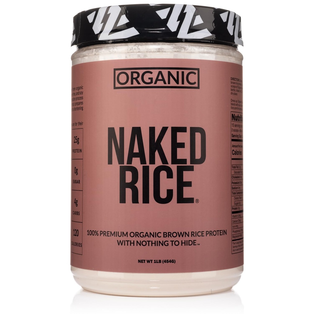 Naked Rice 1Lb - Organic Brown Rice Protein Powder - Vegan Protein Powder, GMO Free, Gluten Free &amp; Soy Free. Plant-Based Protein, No Artificial Ingredients - 15 Servings