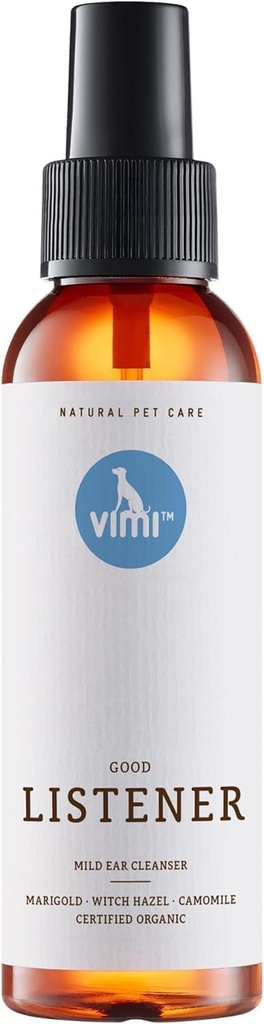 animadoux vimi Ear Cleaner Good Listener - Ear Cleaner Spray for Sensitive Dog Ears - Cuidado de los oídos con Camomile, Calendula &amp; Witch Hazel - para Thorough &amp; Mild Cleaning - 3.38 Fl Oz