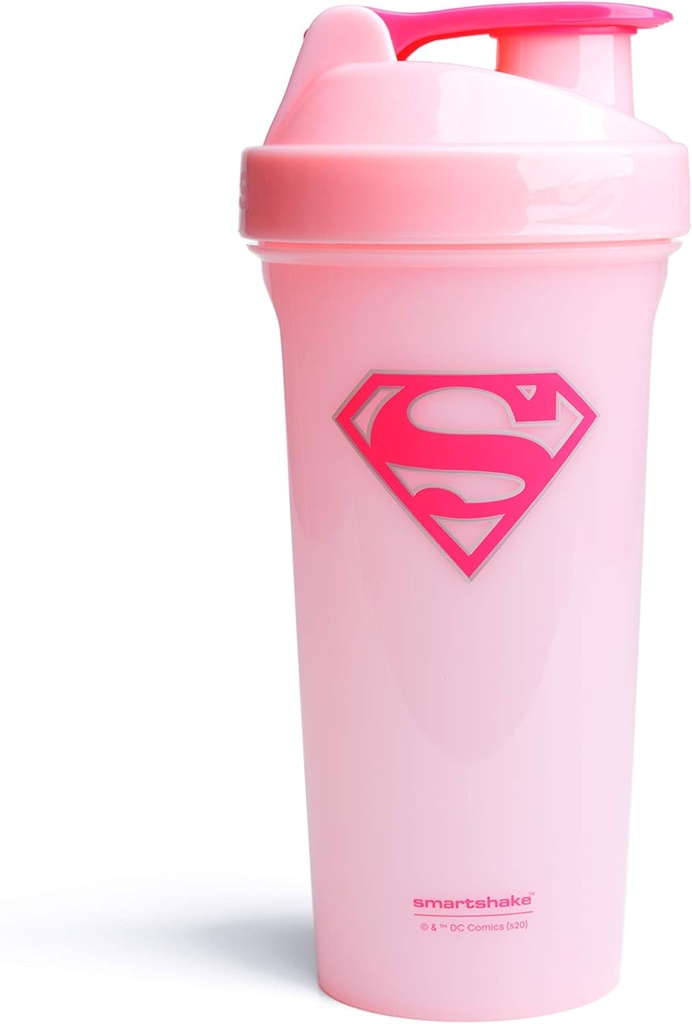 Smartshake Lite Justice League Protein Shaker Bottle 800ml – DC Comics Water Bottle, Leakproof BPA Free Gym Shaker and Protein Powder (Supergirl)